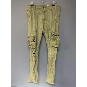 Wrangler Regular Taper Cargo Pants Olive Green 32x32 Stretch Distressed Leg
